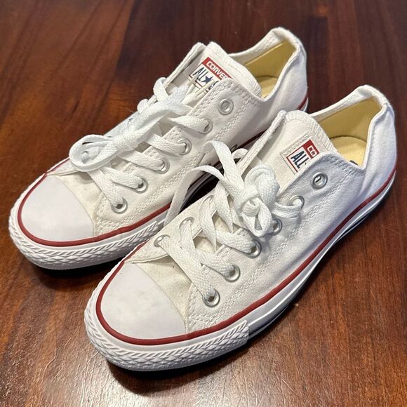 Converse All Star Low White Canvas Lace Up Shoes Women’s 7 Men’s 5 Unisex - Picture 1 of 7